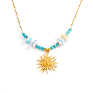 Collar DIY de Acero Inoxidable con Piedra Natural, Estrella de Mar y Perlas, Cadena Tipo O, Chapado en Oro, Estilo Resort - Product Image 4