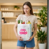 Sac non tissé arrondi, respectueux de l'environnement, impression couleur, sac de courses réutilisable, logo personnalisé
