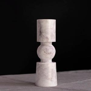 Candle Dacor White Marble Pillar Candle Holder Marble <b>Vase</b> Decoration Marble Candle Holder Living Room Decoration - Product Image 2