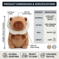 Peluche Capybara Souple 20CM avec Collier en Pain, Jouet en Peluche, Prix pour Machine d'Arcade de Centre Commercial, Stock Direct Usine