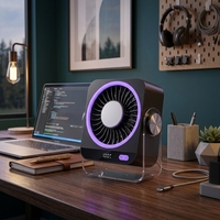 Kipas Meja Mini Isi Ulang WLS-1520 OEM Grosir dengan Layar LCD, Ventilador Recargable untuk Kantor & Luar Ruangan