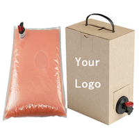 Sac BIB personnalisé de 1L et 5L avec valve pour vin, boissons, jus, sirop, confiture, café, conception réutilisable, poche à eau, emballage en plastique