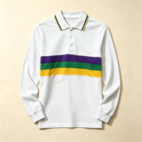 Polo rayé à manches longues en coton et élasthanne pour garçons, personnalisable OEM/ODM, élégant, pour l'uniforme scolaire et le quotidien