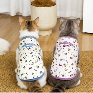 Gilet per Pomeranian Colorato come Macaron, Vestiti Estivi per Cani e Gatti con Stampa di Animali Cartoon, Stile Moderno - Product Image 3