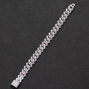 สร้อยคิวบาฮิปฮอปขนาด 13 มม. สำหรับผู้ชาย สีขาวและเซอร์โคเนียม สร้อยข้อมือผู้ชายเซอร์โคเนียมเต็มเส้น แฟชั่นทันสมัย สร้อยคอ Lijing - Product Image 5
