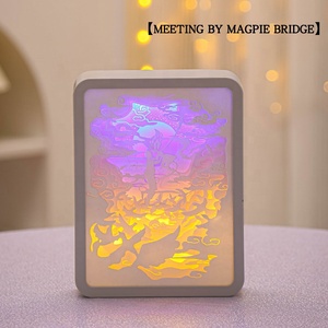 Romantique clair <span class=keywords><strong>de</strong></span> lune amant 3D papier Sculpture veilleuse décoration <span class=keywords><strong>de</strong></span> la maison cadeau pour chambre visualisation créative carré <span class=keywords><strong>nuit</strong></span> Led - Product Image 3