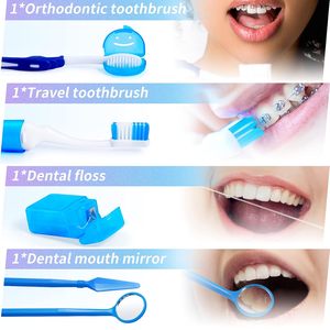 Kit de soins orthodontiques portable, 8 pièces, outils de nettoyage, cure-dents, ensemble d'hygiène pour bretelles - Product Image 4