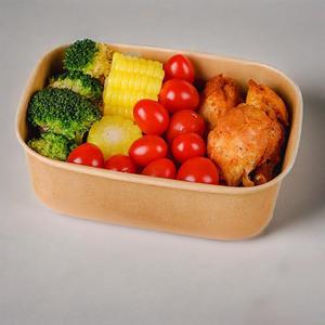 Caja de papel rectangular para embalaje de alimentos, contenedor de comida desechable para llevar, cuenco de papel cuadrado con tapas, venta al por mayor - Product Image 2