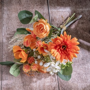 Décoration Murale de Fleurs Artificielles Ice Chan, Bouquet Orange en Tissu Plastique Tressé pour la Maison et les Mariages CF01409 - Product Image 3