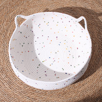 Lit pour chat en coton tressé à la main, respirant, griffoir, panier rond pour animaux de compagnie, nid pour chat avec coussin pour l'été, chats d'intérieur