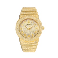 Montre à quartz unisexe de luxe avec boîtier en alliage diamanté, cadran à aiguilles tendance, étanche 10M, coffret cadeau