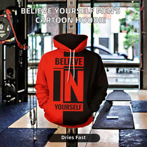 BELIEVE YOURSELF Sudadera con capucha de punto para hombre, con cremallera, estampado de dibujos animados, cómoda, de ajuste regular, transpirable, con bolsillo 3D, para otoño - Product Image 2