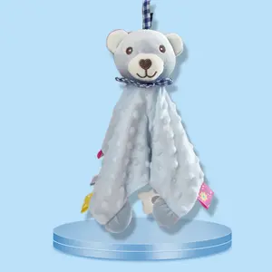 Couverture en peluche pour bébé, jouet en peluche doux avec anneau de dentition, cadeau pour nouveau-né, jouet en peluche lavable en machine