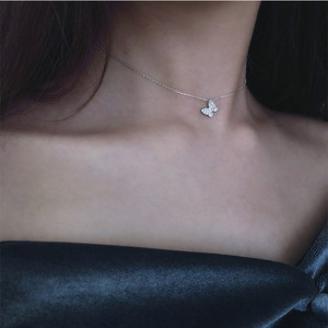 925 Sterling Silver Butterfly Necklace Clavicle Chain Simple Light Luxury Everyday Wear - Product Image 3