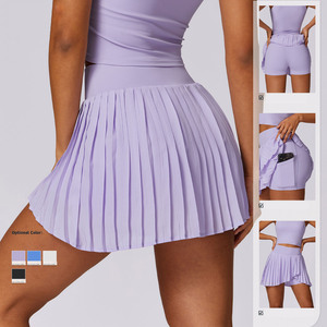 Celana olahraga wanita, rok kasual berlipat cepat kering celana tenis Anti paparan kebugaran bernapas dengan Logo di pinggang - Product Image 3