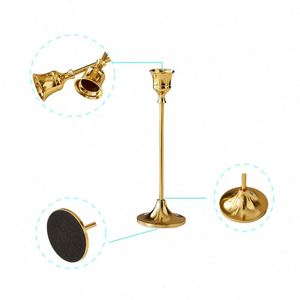 Ensemble de 3 chandeliers européens en fer doré, hauts, rustiques, à bâtonnets coniques - Product Image 4