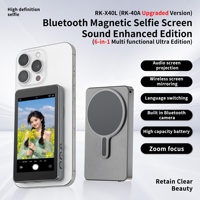 Perche à selfie magnétique en plastique RK-X40L pour vlog HD et affichage de selfie pour diffusion en direct de la caméra arrière du smartphone