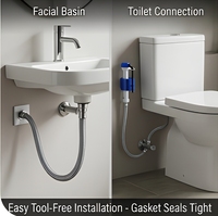 Raccord Robinet/Toilette F1/2 X F1/2 SS304 avec Écrou et Noyau en Laiton, Tuyau Flexible Tressé en Nylon Haute Pression avec Tube Intérieur en EPDM Durable