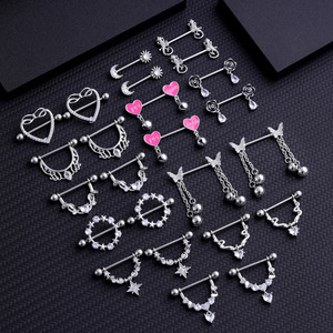 Joyería de <span class=keywords><strong>Piercing</strong></span> para Pezón de Acero Inoxidable Hipoalergénico, Color Rosa, con Forma de Corazón y <span class=keywords><strong>Alas</strong></span>, Barra para Pezón, Anillos para Pezón, Joyería para <span class=keywords><strong>Piercing</strong></span> Corporal - Product Image 2