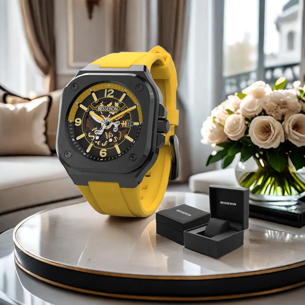 Relojes de pulsera automáticos japoneses de mano luminosa personalizados de alta calidad, banda de silicona, pantalla analógica Miyota, relojes de hombre Con Encanto Antiguo