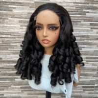 YWhair Perruque en cheveux humains avec dentelle HD 5x5, ondulations souples 'egg roll', double densité, cheveux vierges 3D, pour femmes noires