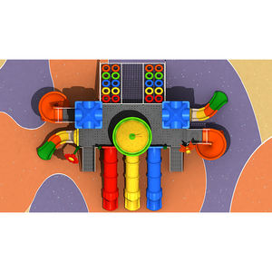 ملعب للأطفال ملون في الهواء الطلق مع أنابيب شرائح متعددة درجات التسلق وديكورات ممتعة - Product Image 3