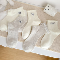 Chaussettes mi-mollet sans couture respirantes brodées avec nœud, style japonais, pour femmes, vente en gros, automne, avec dentelle, pour jeunes filles