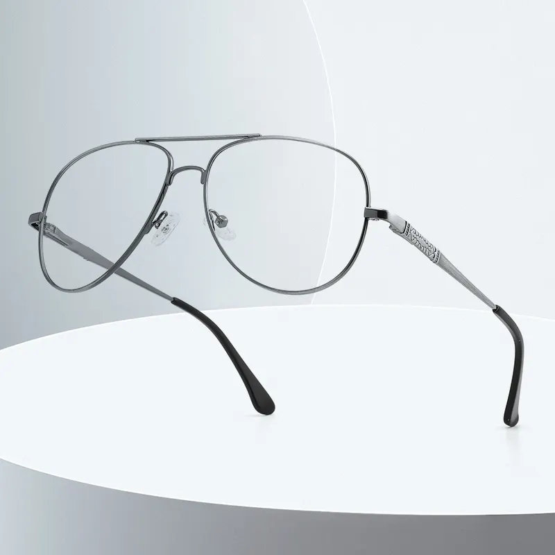 En kaliteli Pilot büyük reçete gözlük çift erkekler optik gözlük özel Logo sınıf göz gözlük boy kadın gözlük