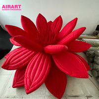 Fleurs de lotus gonflables rouges, accessoires de décoration de festival, fleurs de lotus gonflables pour l'affichage