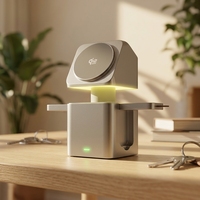 Version Q2 Lampe de nuit LED 3-en-1, chargeur sans fil magnétique de bureau, chargeur rapide PD25W pour téléphone portable, écouteurs et montre