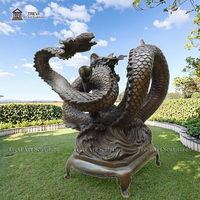 Sculpture de dragon chinois en bronze grandeur nature, Feng Shui, statue de dragon antique en métal