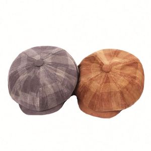 Béret octogonal style britannique printemps-automne, casquette de newsboy en velours côtelé à 8 panneaux pour homme et femme, style littéraire et mode - Product Image 2