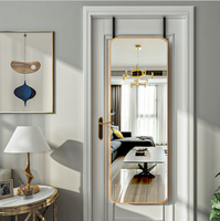 Miroir sur pied pleine longueur, cadre doré champagne à coins arrondis, avec sangle réglable, moderne, pour accrocher à la porte, vente en gros