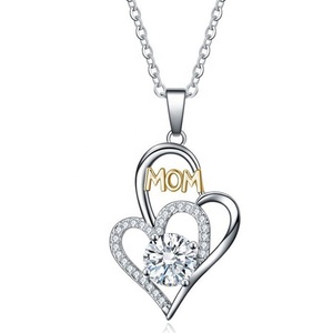 Colgante de moda en forma de corazón amor mamá collar de diamantes de imitación de cristal para regalo del Día de la madre - Product Image 1