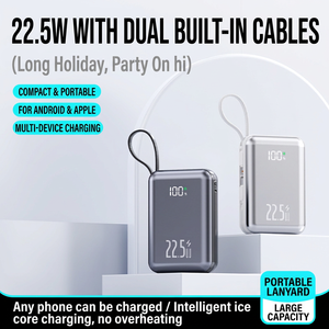 พาวเวอร์แบงค์ 20000mAh 22.5W ชาร์จเร็ว พร้อมสายในตัว พกพาสะดวก รองรับหลายพอร์ตอินพุตและเอาต์พุต - Product Image 2