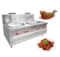 Double station de wok professionnelle pour cuisines commerciales Grand wok en acier inoxydable de haute qualité Équipement de cuisine commerciale