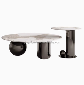 Table basse italienne, luxe léger, ardoise, salon, table ronde moderne, combinaison - Product Image 3