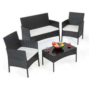 أثاث فناء خارجي عالي الجودة بسعر منخفض، طقم أريكة حديقة من الراتان مكون من 4 قطع مع وسائد - Product Image 3