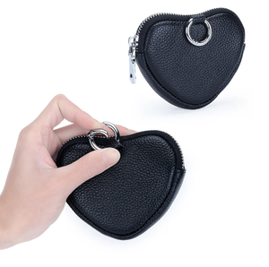 Genuine Leather Coin <b>Purse</b> for Women New Heart Design Coin and Lipstick Earphone Storage Bags With Key Ring - Product Image 2