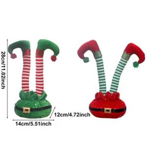 Décoration de jambe d'<span class=keywords><strong>elfe</strong></span> de noël à l'envers paillettes Festival jambes en peluche décor de noël dessin animé exquis ornement de bureau pliable - Product Image 3