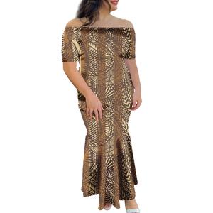 Robe longue de forme sirène, tenue de soirée élégante, épaules dénudées, à la mode, style polynésien, <span class=keywords><strong>tatouage</strong></span>, nouvelle collection - Product Image 1