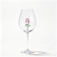 Verre à vin rouge en borosilicate haute résistance, style créatif rose intense, idéal pour mariage, 301-400ml