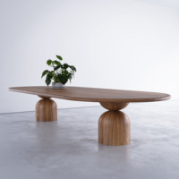 Table à manger ovale en bois massif de style nordique, mobilier minimaliste pour la maison, 8 places, démontable, table de travail design, table de négociation