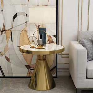 Bàn Đá Cẩm Thạch Tròn 50Cm Màu Vàng Kim Bàn Đàm Phán Văn Phòng Bàn Họp Kích Thước Nhỏ - Product Image 3