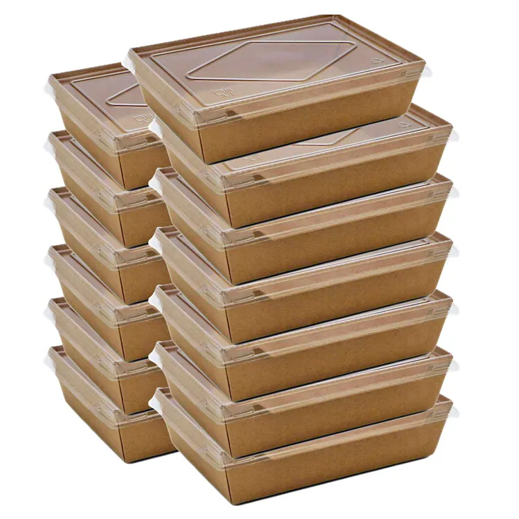 Commercio all'ingrosso Eco friendly usa e getta fuori scatola di cibo contenitore di carta da asporto gelato con coperchi di plastica
