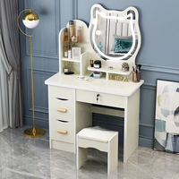 En gros, Coiffeuse rose moderne et économique, petite coiffeuse de haute qualité pour fille, table de maquillage design avec miroir ours