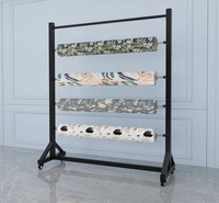 Étagère à roulettes en acier durable à 5 niveaux, grande capacité, support d'affichage pour vêtements, tissu, étagère à tissu hautement durable