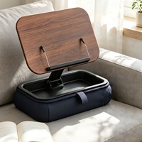 Support de lecture en bois pour livres et tablettes, réglable et pliable, pour bureau et ordinateur portable, avec rangement intégré et fonction coussin de lecture