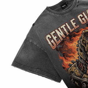 Camisetas de Hombre de Alta Calidad, Tallas Grandes, Negras, con Lavado Ácido y Efecto Desgastado, Estilo Casual Steampunk, con Gráfico de T-Rex, de Algodón, Manga Corta - Product Image 3