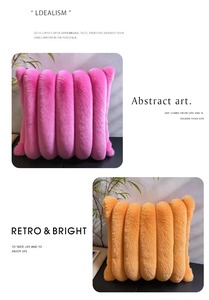 Colorful Plush Back Support Pillow Ribbed Stripe Throw Cushion Soft Lumbar Pillow for Sofa Bed Chair Dorm Home Decor - Product Image 4
